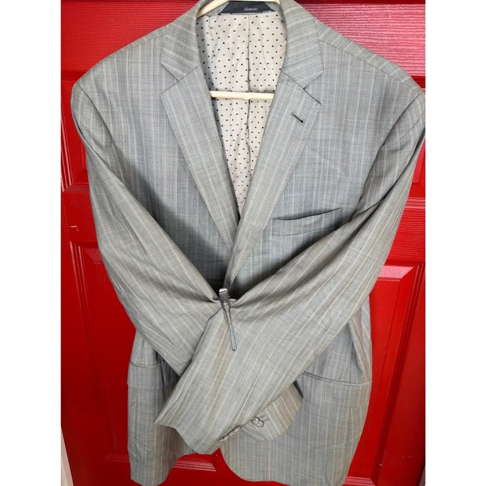 Zanetti Elements Mens Grey Pinstripe 100% Wool Blazer Jacket Size‎ 42L SOLE/DHO